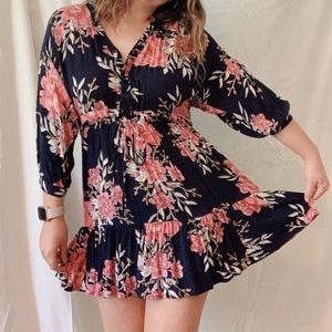 Billabong Navy Blue Floral Dress